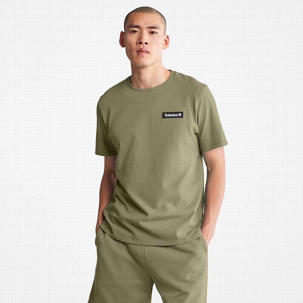 Timberland All Gender Heavyweight Badge Tişört Erkek Koyu Yeşil | TR-2376R