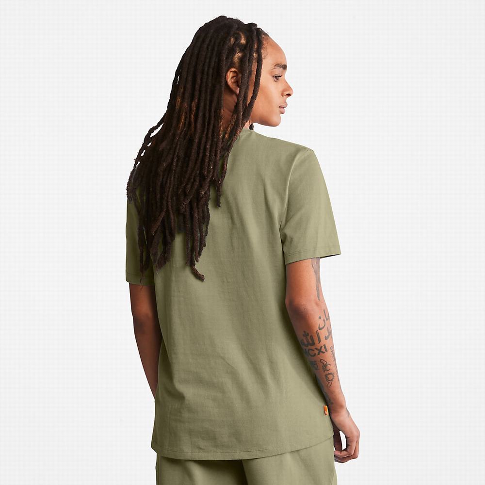 Timberland All Gender Heavyweight Badge Tişört Erkek Koyu Yeşil | TR-2376R