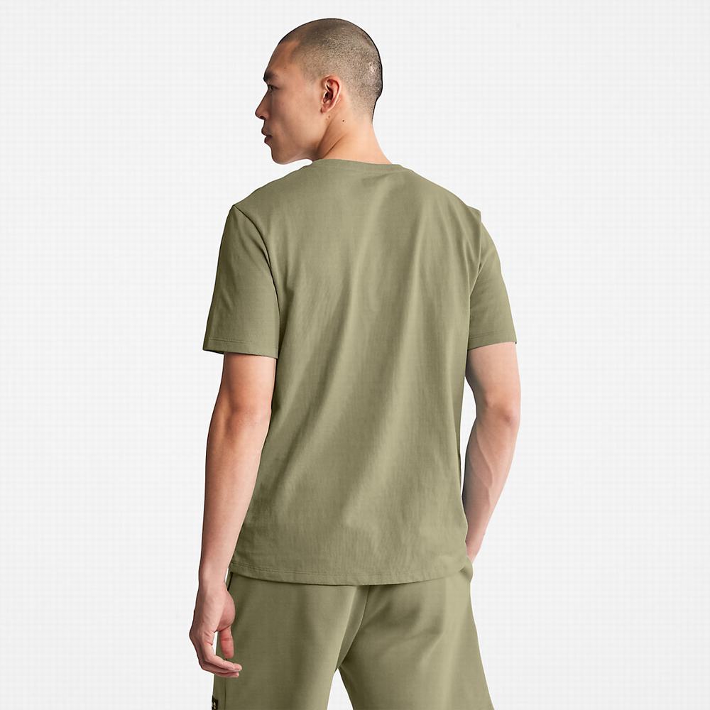 Timberland All Gender Heavyweight Badge Tişört Erkek Koyu Yeşil | TR-2376R