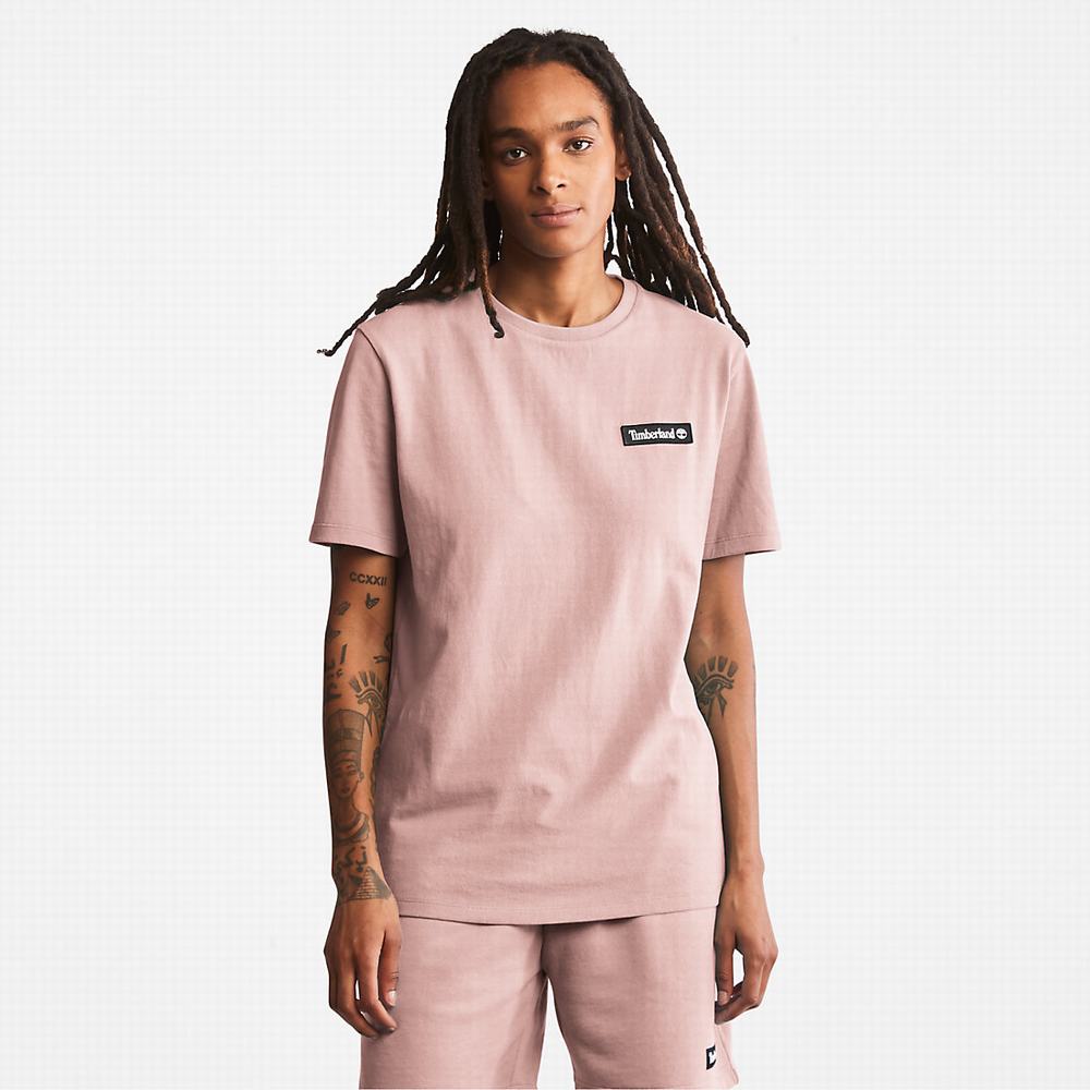 Timberland All Gender Heavyweight Badge Tişört Erkek Pembe | TR-5834E