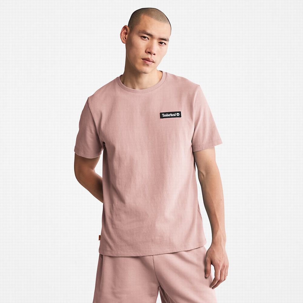 Timberland All Gender Heavyweight Badge Tişört Erkek Pembe | TR-5834E