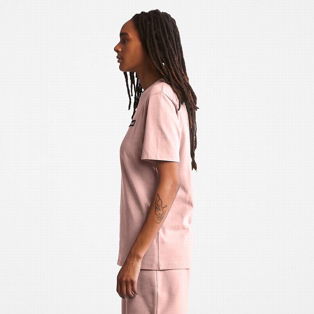 Timberland All Gender Heavyweight Badge Tişört Erkek Pembe | TR-5834E