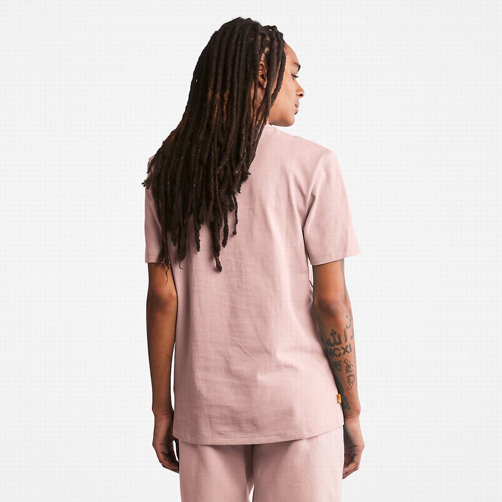 Timberland All Gender Heavyweight Badge Tişört Erkek Pembe | TR-5834E