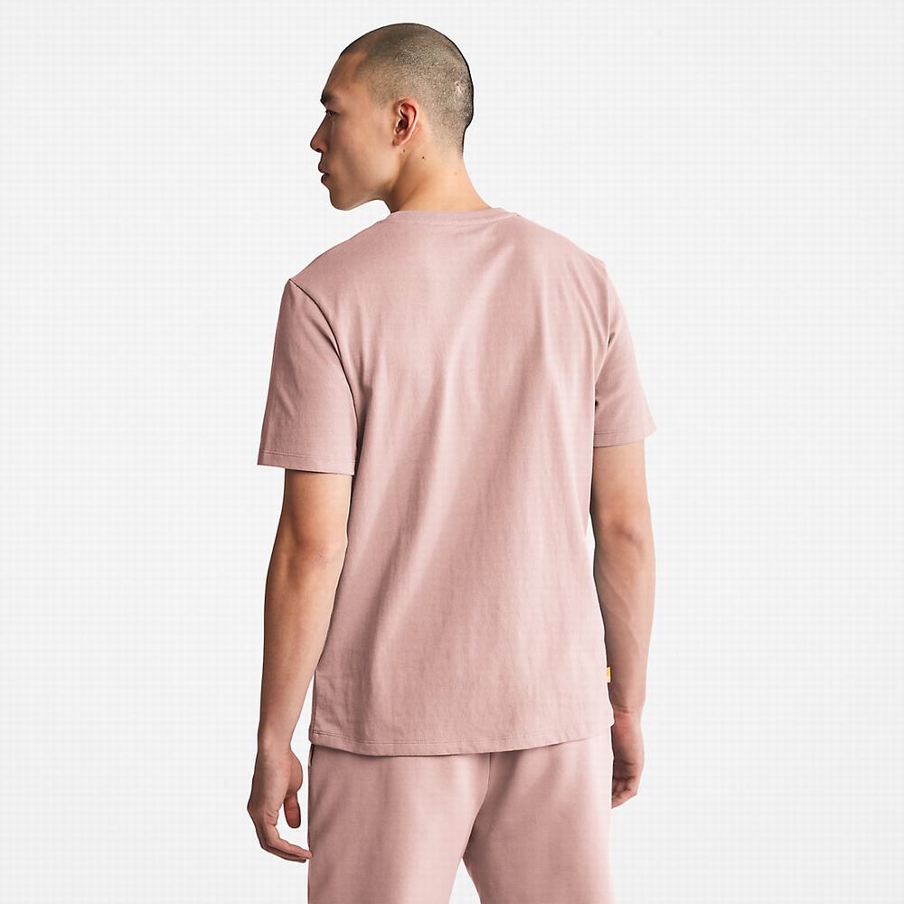 Timberland All Gender Heavyweight Badge Tişört Erkek Pembe | TR-5834E