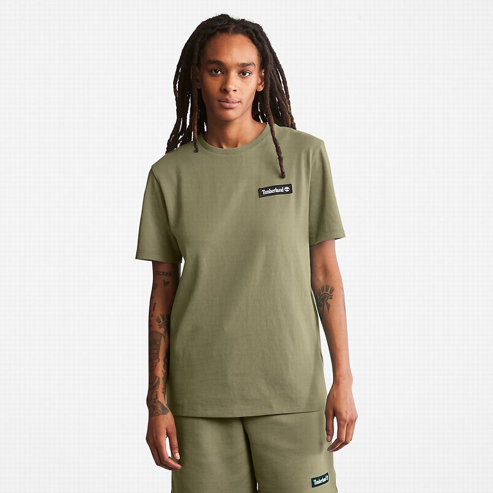 Timberland All Gender Heavyweight Badge Tişört Kadın Koyu Yeşil | TR-8719K