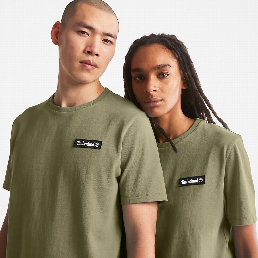 Timberland All Gender Heavyweight Badge Tişört Kadın Koyu Yeşil | TR-8719K