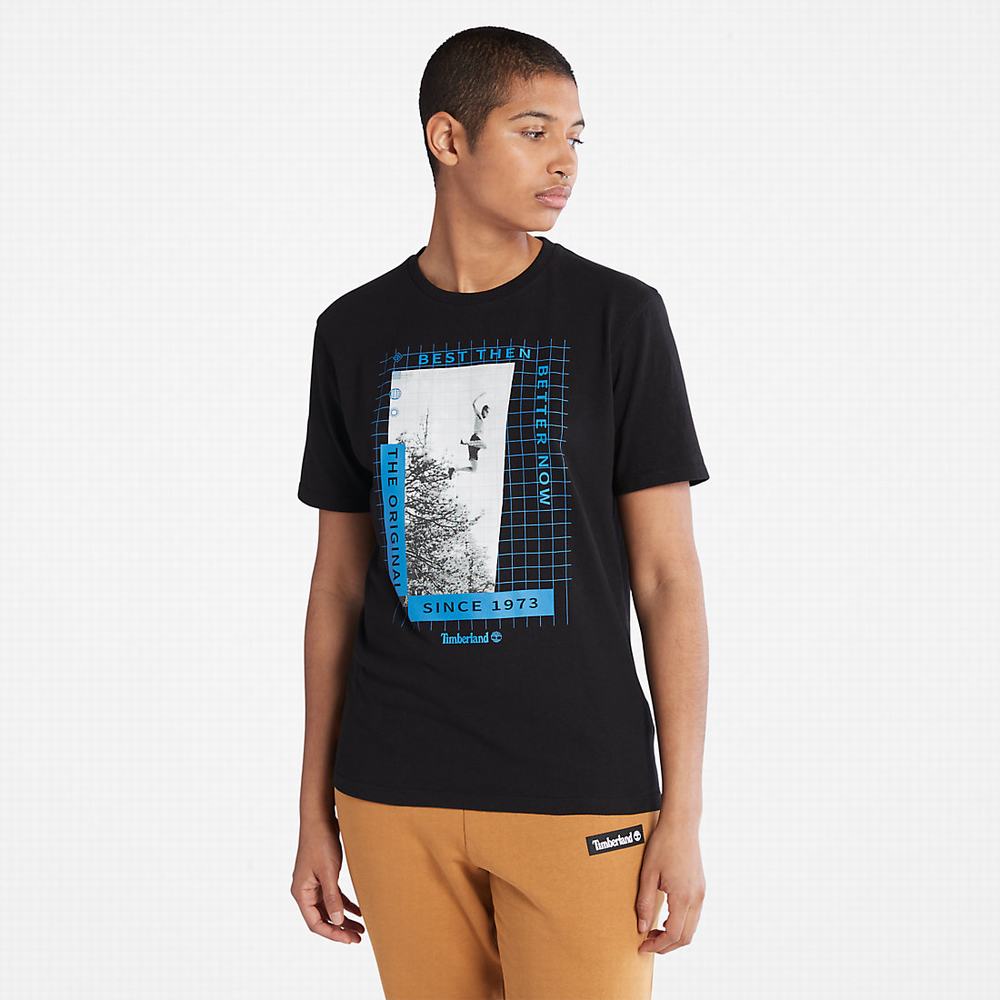 Timberland All Gender Heavyweight Front-Graphic Tişört Erkek Siyah | TR-1274H