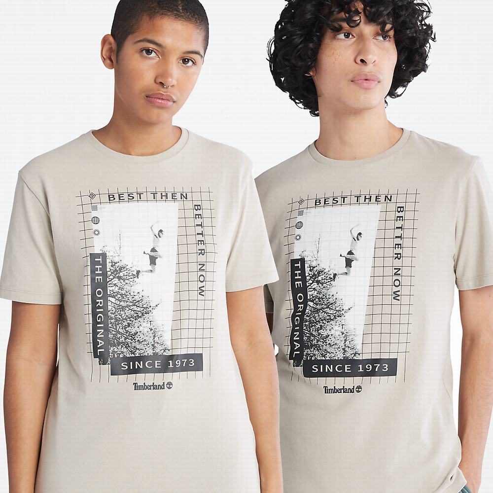 Timberland All Gender Heavyweight Front-Graphic Tişört Erkek Açık Gri | TR-9842G