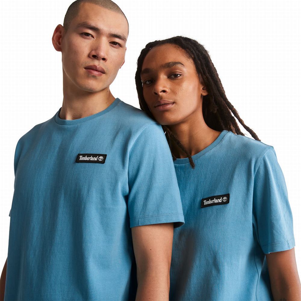 Timberland All Gender Heavyweight Logo Tişört Erkek Mavi | TR-9614W