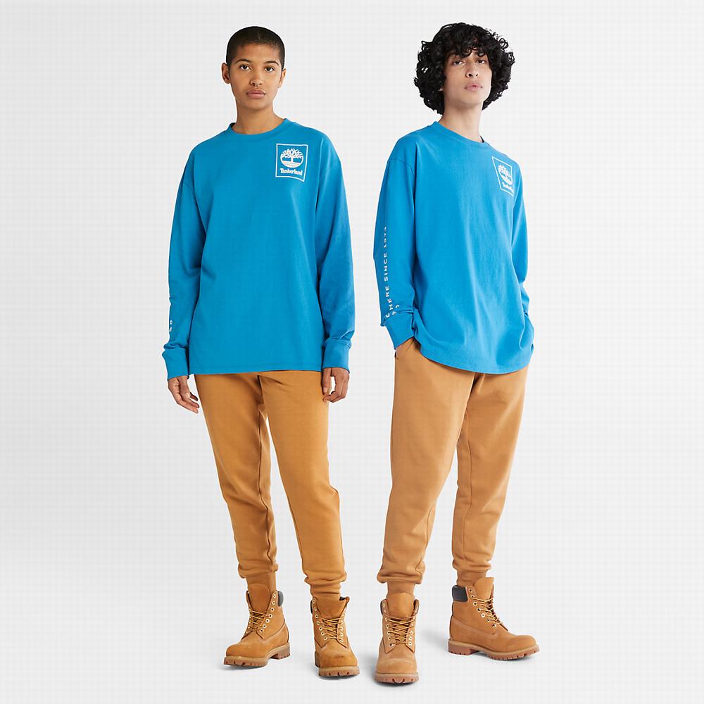 Timberland All Gender Heavyweight Long-Sleeve Tişört Erkek Mavi | TR-2540Y