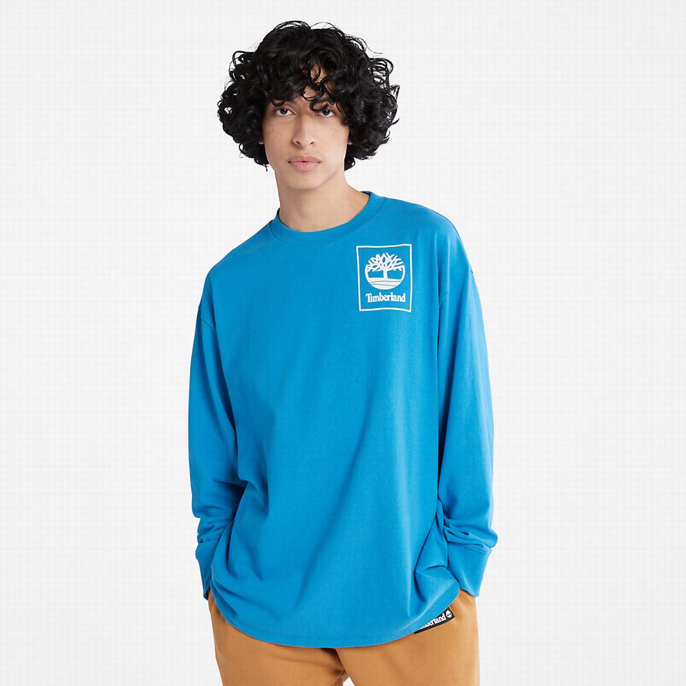 Timberland All Gender Heavyweight Long-Sleeve Tişört Erkek Mavi | TR-2540Y