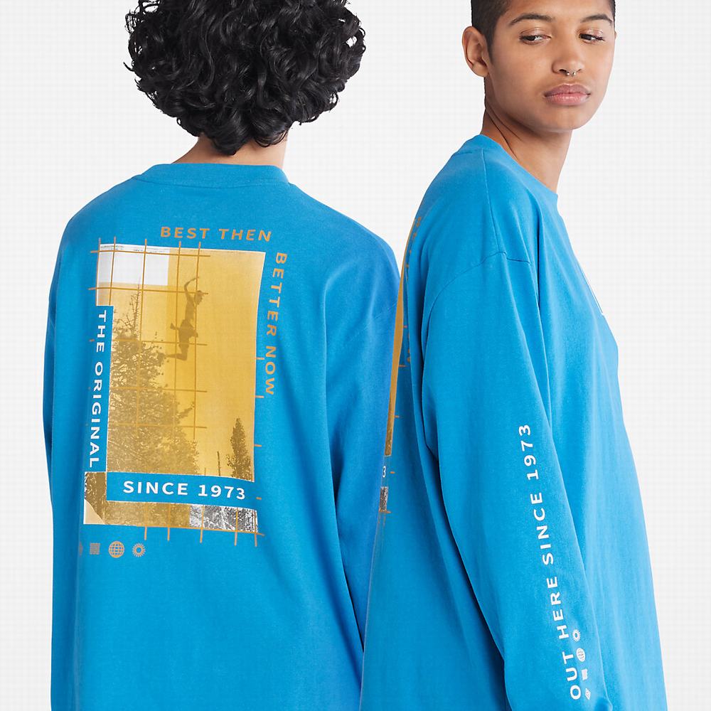 Timberland All Gender Heavyweight Long-Sleeve Tişört Erkek Mavi | TR-2540Y
