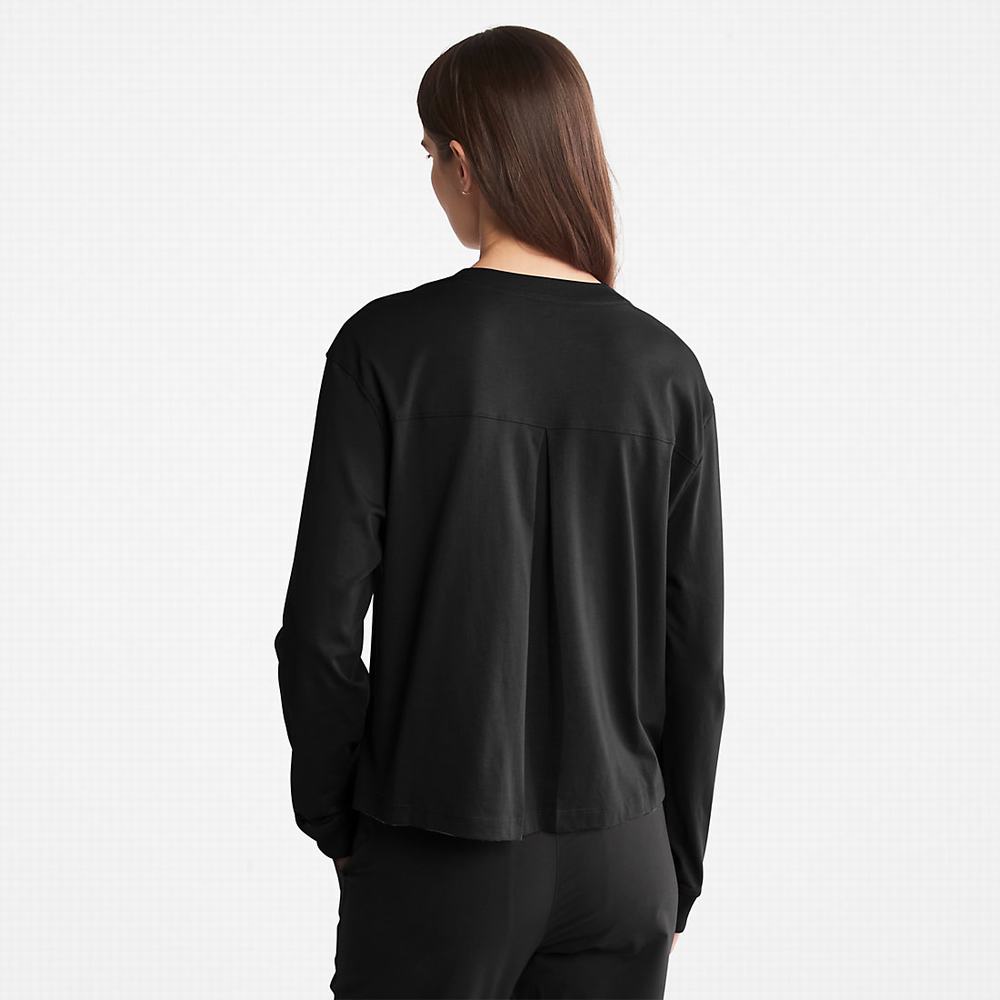 Timberland Anti-Odour Supima® Pamuklu Long-sleeved Tişört Kadın Siyah | TR-4327M