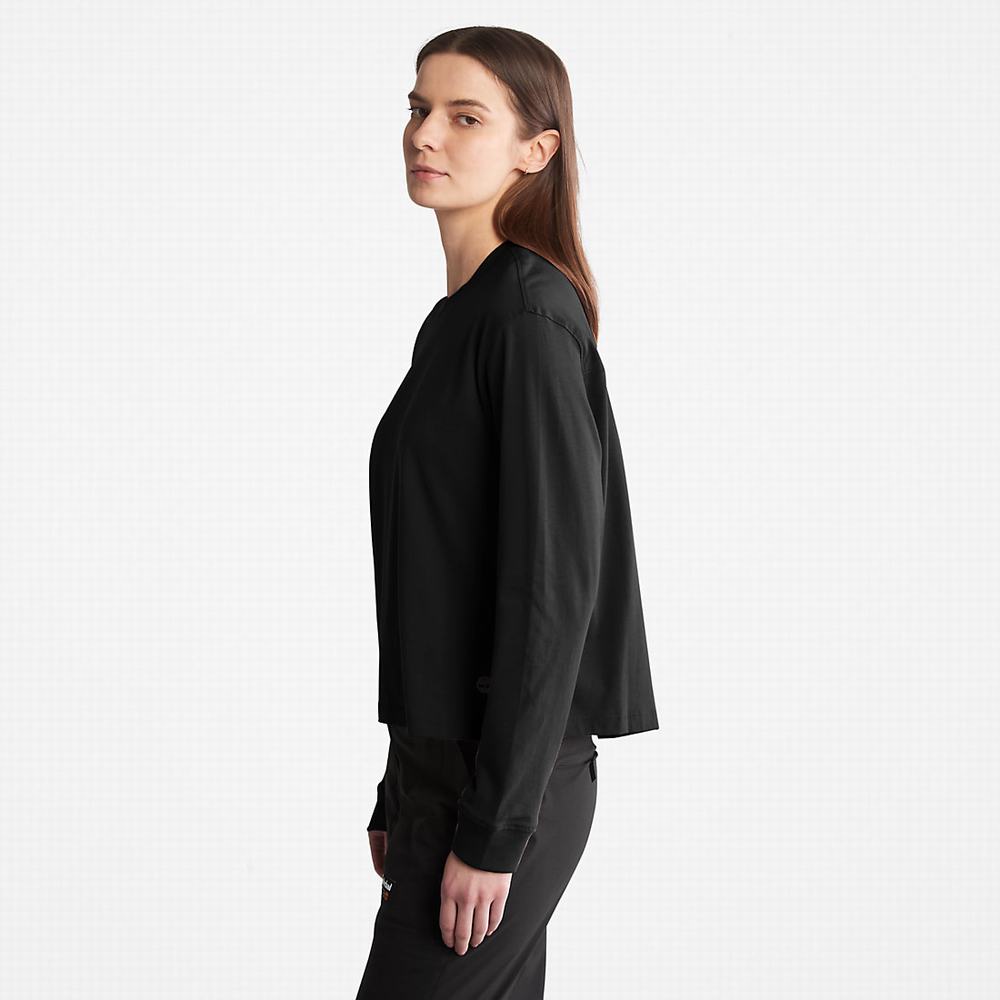 Timberland Anti-Odour Supima® Pamuklu Long-sleeved Tişört Kadın Siyah | TR-4327M