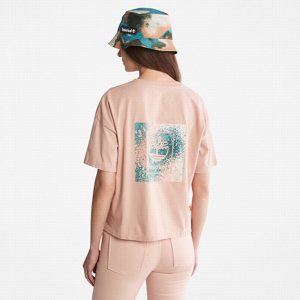 Timberland Back Graphic Logo Tişört Kadın Pembe | TR-1096Z