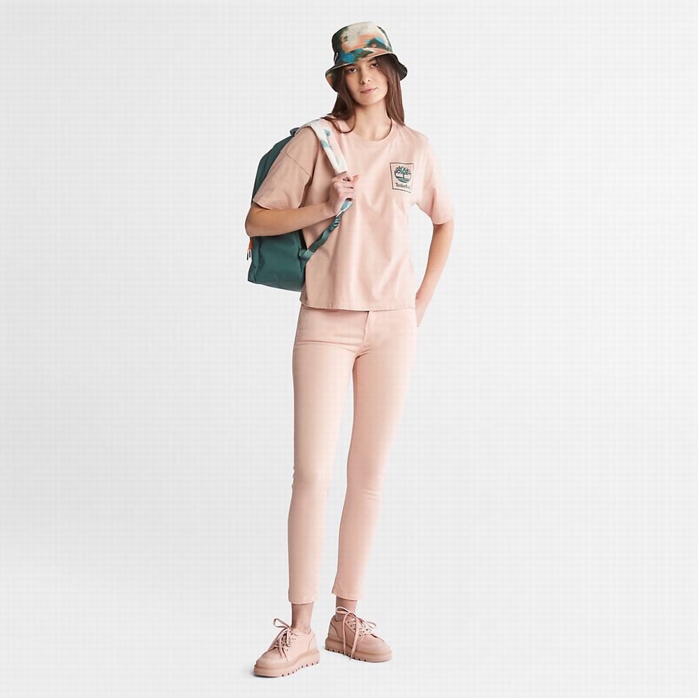 Timberland Back Graphic Logo Tişört Kadın Pembe | TR-1096Z