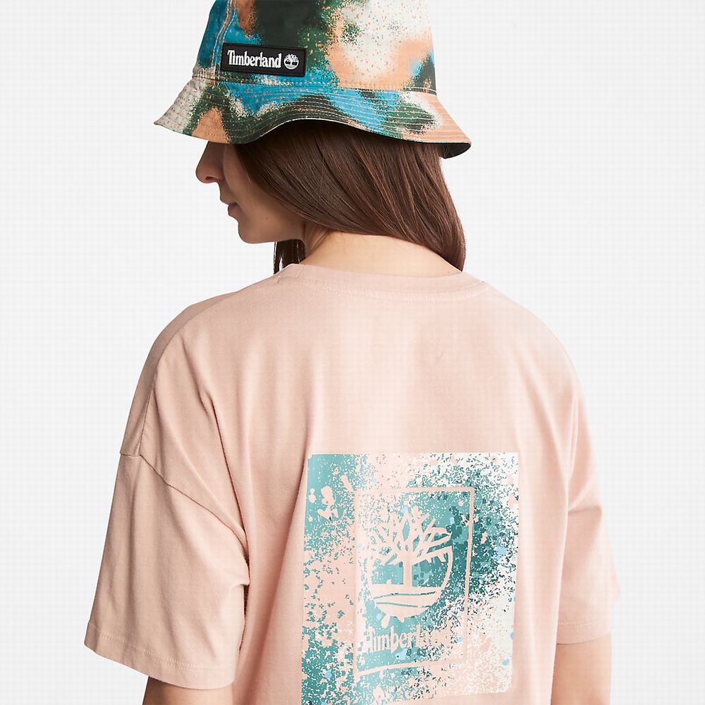 Timberland Back Graphic Logo Tişört Kadın Pembe | TR-1096Z