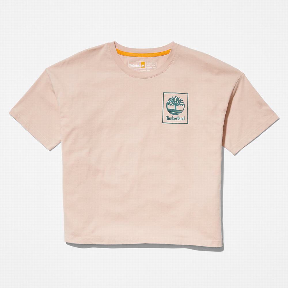 Timberland Back Graphic Logo Tişört Kadın Pembe | TR-1096Z