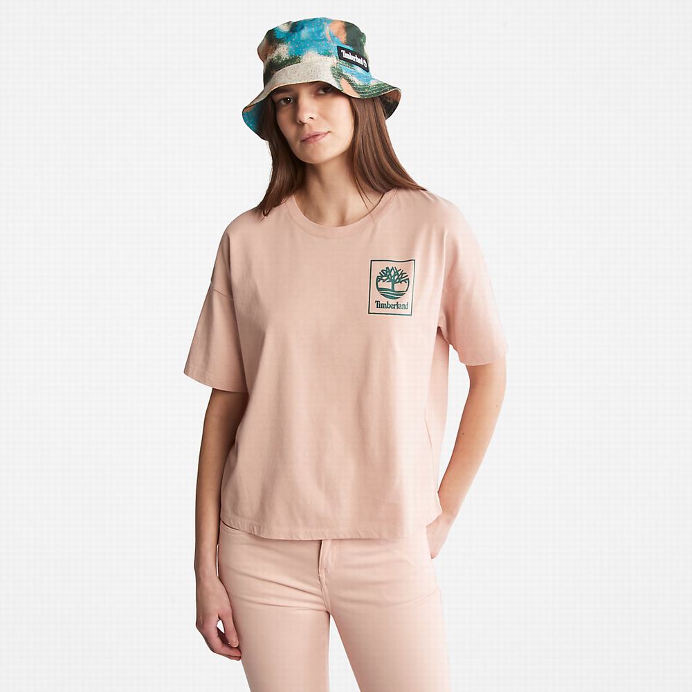 Timberland Back Graphic Logo Tişört Kadın Pembe | TR-1096Z