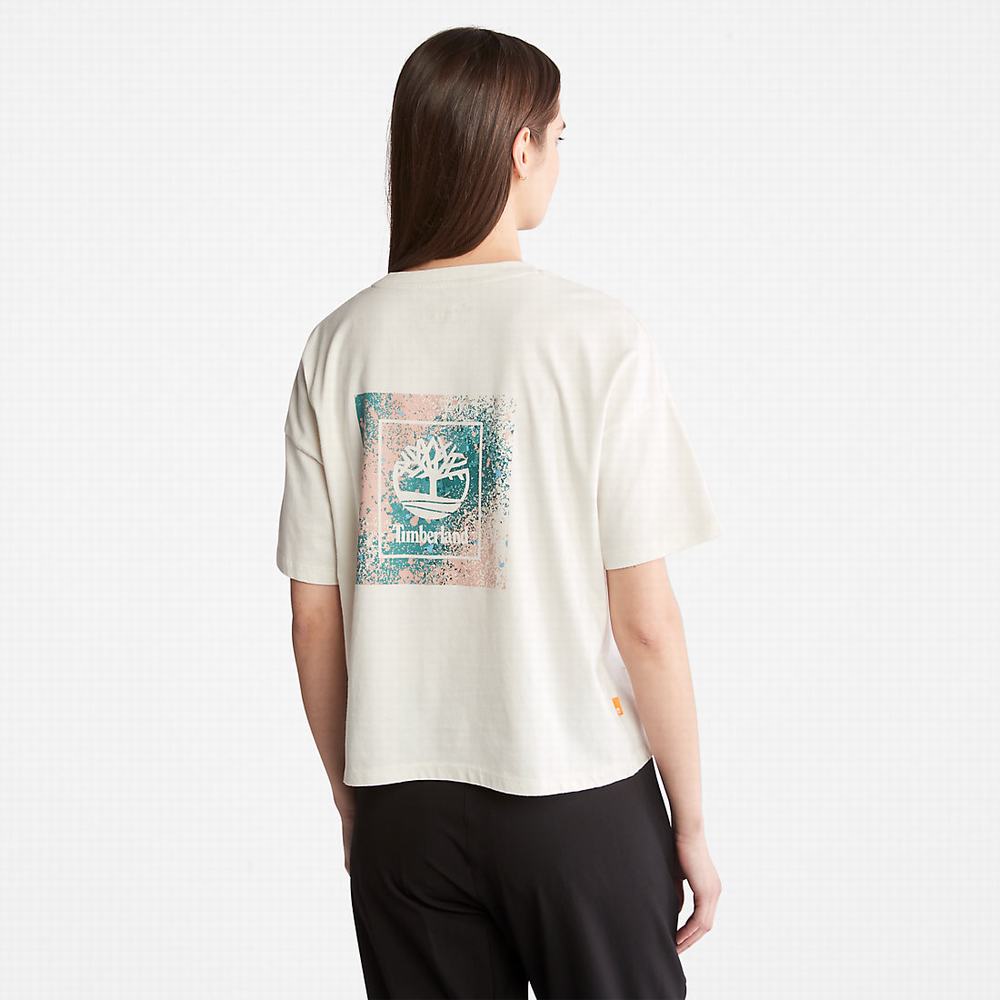 Timberland Back Graphic Logo Tişört Kadın Beyaz | TR-6430C