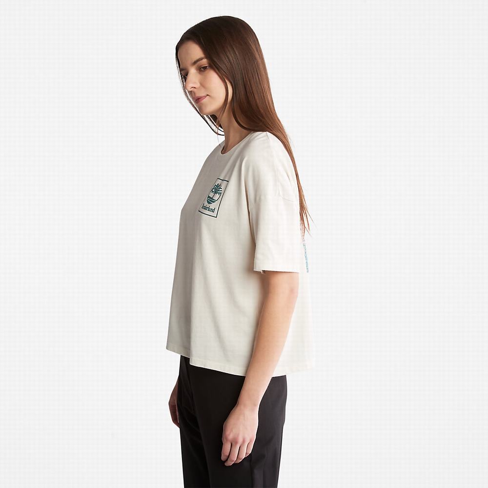 Timberland Back Graphic Logo Tişört Kadın Beyaz | TR-6430C