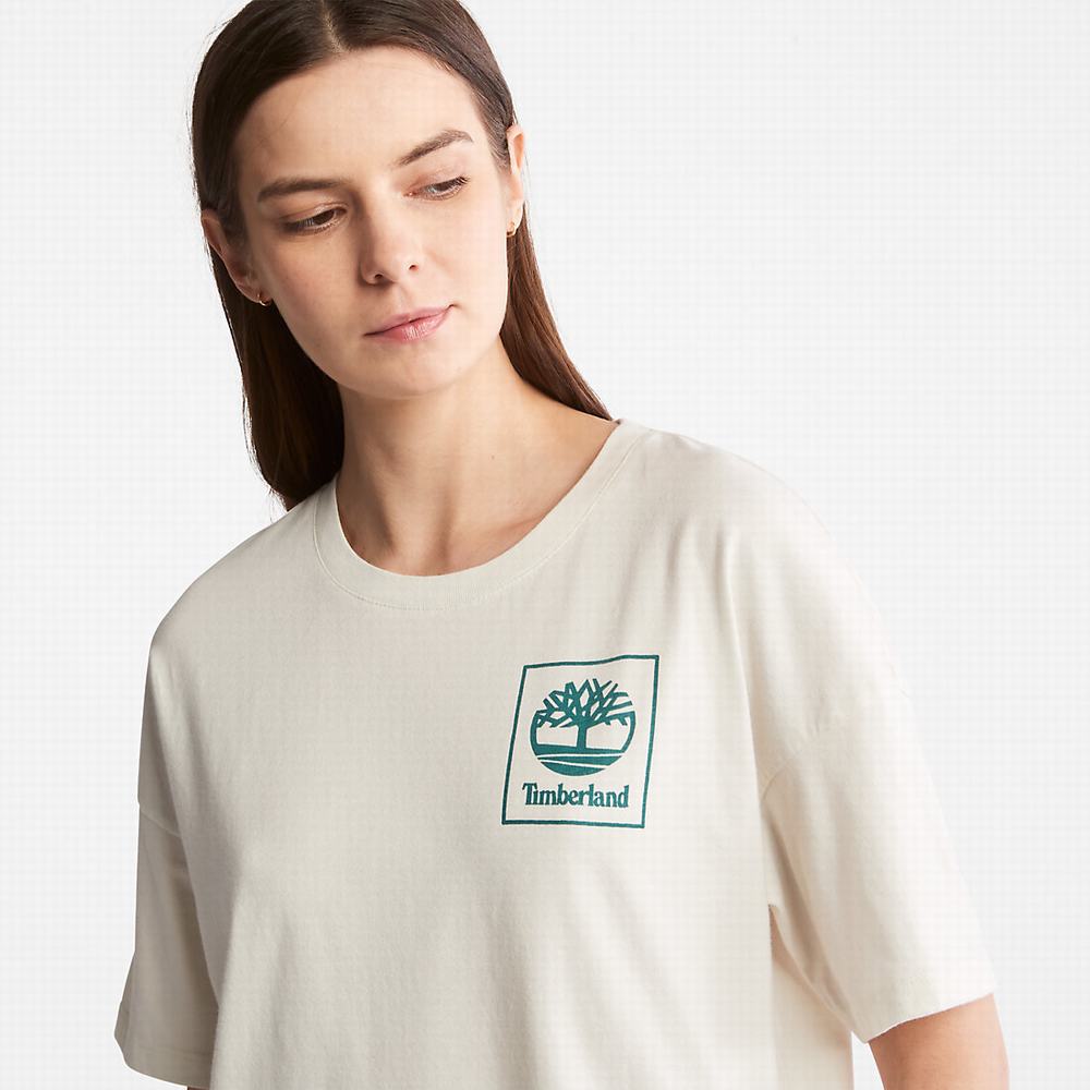 Timberland Back Graphic Logo Tişört Kadın Beyaz | TR-6430C