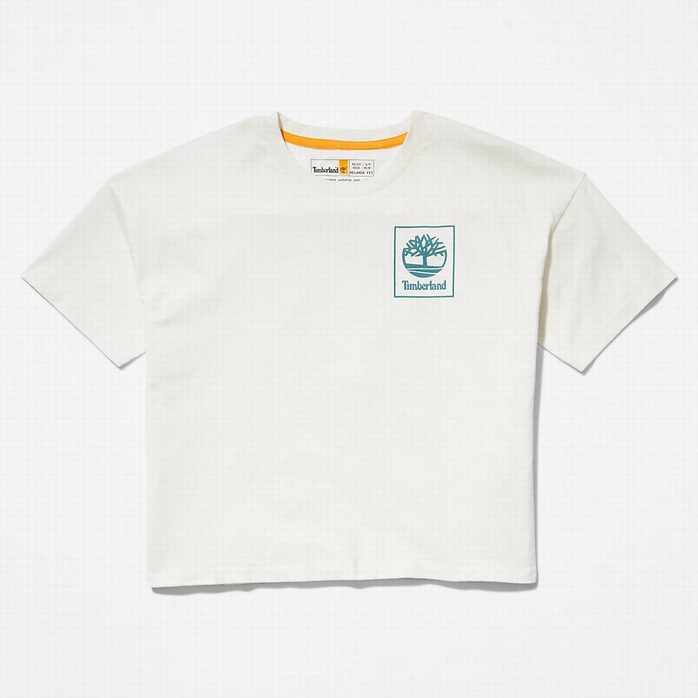 Timberland Back Graphic Logo Tişört Kadın Beyaz | TR-6430C