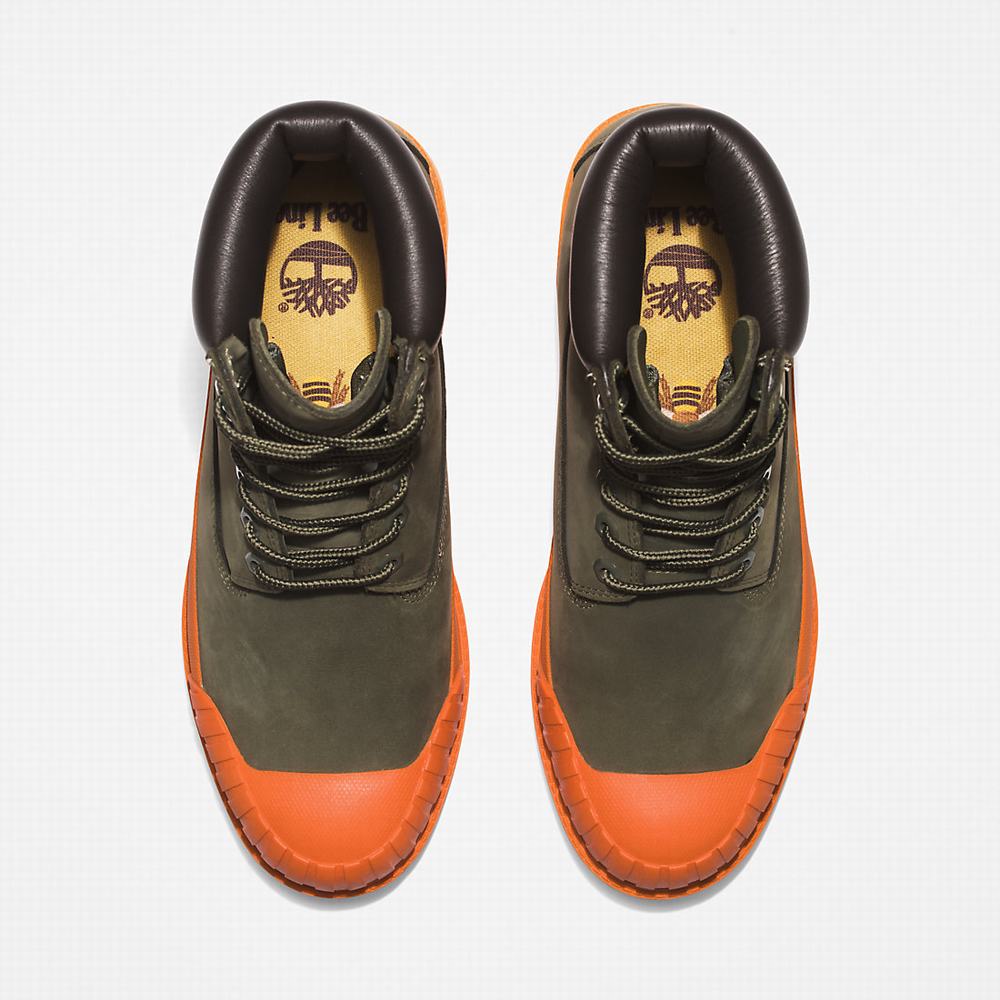 Timberland Bee Line x Timberland® 6 Inch Rubber Burunlu Bot Kadın Koyu Yeşil Turuncu | TR-5693Y
