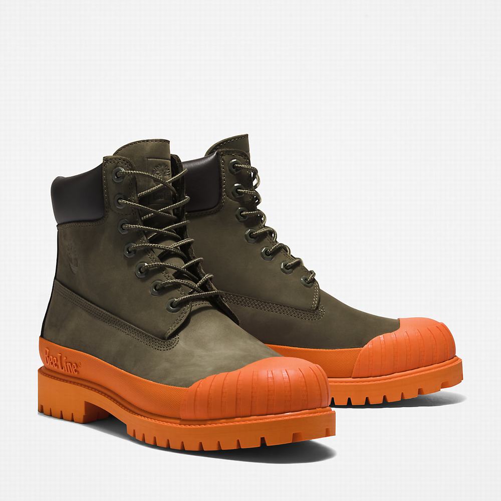 Timberland Bee Line x Timberland® 6 Inch Rubber Burunlu Bot Kadın Koyu Yeşil Turuncu | TR-5693Y