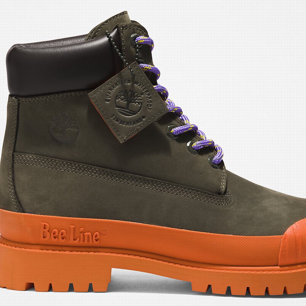Timberland Bee Line x Timberland® 6 Inch Rubber Burunlu Bot Kadın Koyu Yeşil Turuncu | TR-5693Y
