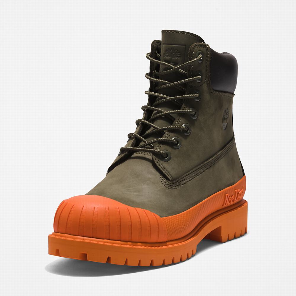 Timberland Bee Line x Timberland® 6 Inch Rubber Burunlu Bot Kadın Koyu Yeşil Turuncu | TR-5693Y