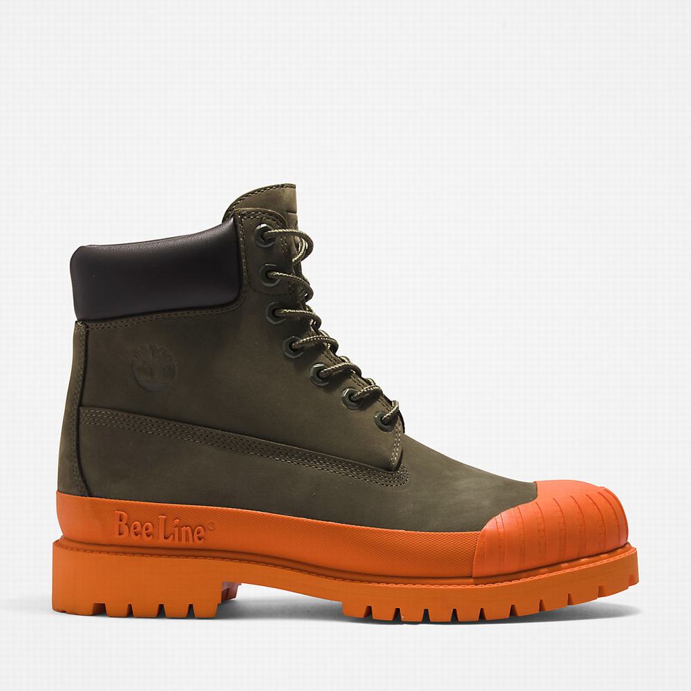Timberland Bee Line x Timberland® 6 Inch Rubber Burunlu Bot Kadın Koyu Yeşil Turuncu | TR-5693Y