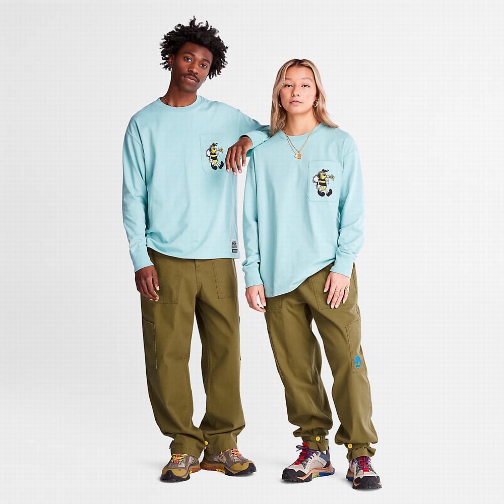 Timberland Bee Line x Timberland® Back-graphic Long-sleeved Tişört Erkek Mavi | TR-3829A