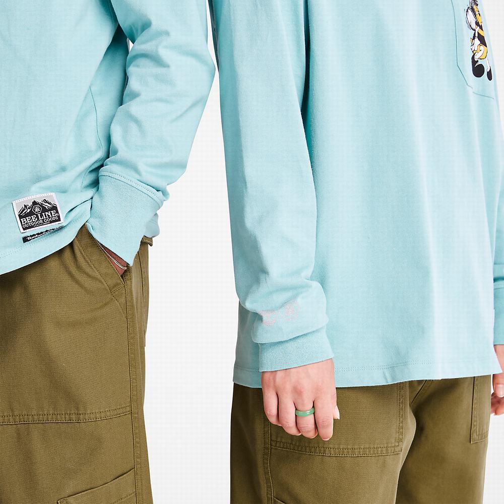 Timberland Bee Line x Timberland® Back-graphic Long-sleeved Tişört Erkek Mavi | TR-3829A