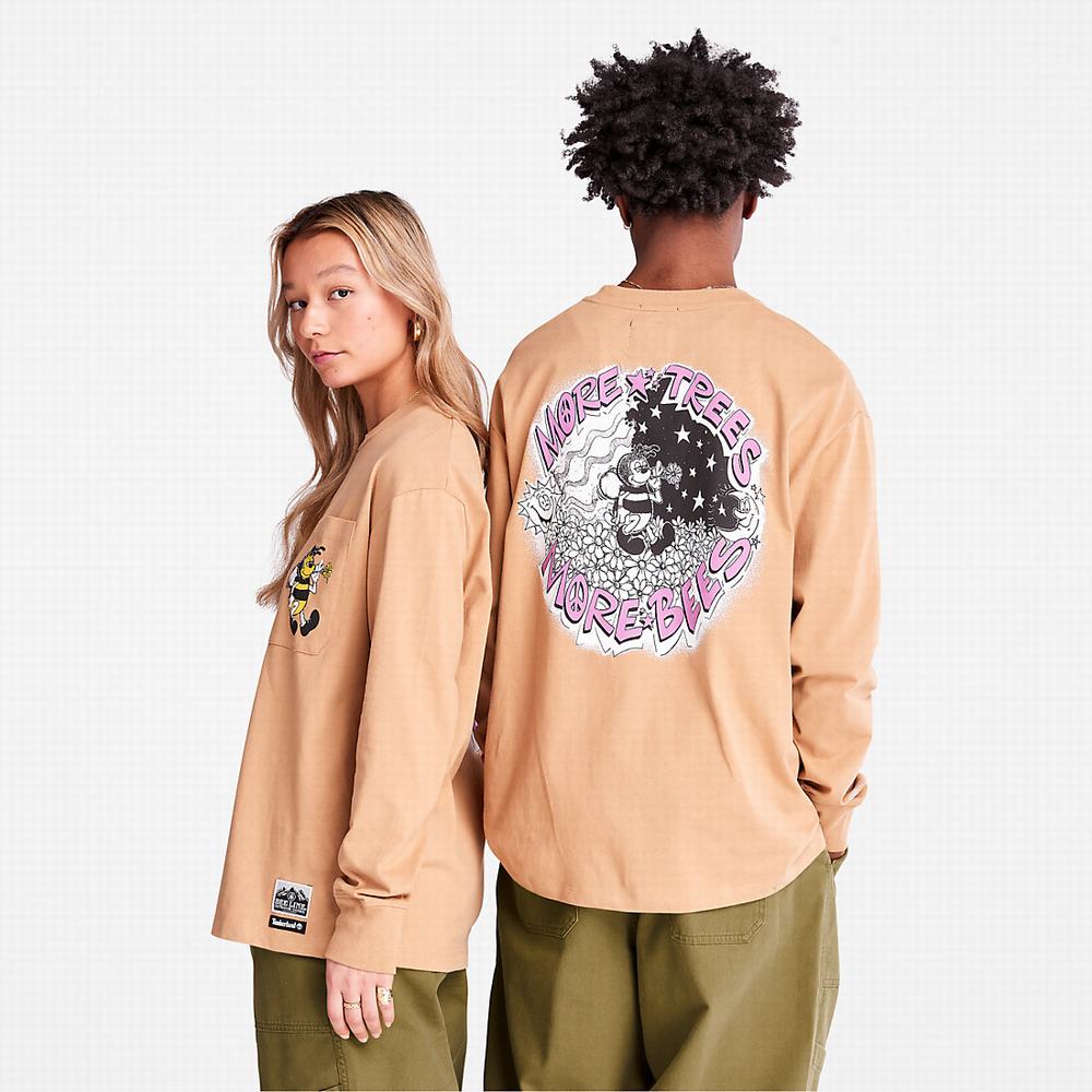 Timberland Bee Line x Timberland® Back-graphic Long-sleeved Tişört Erkek Kahverengi | TR-5126Y