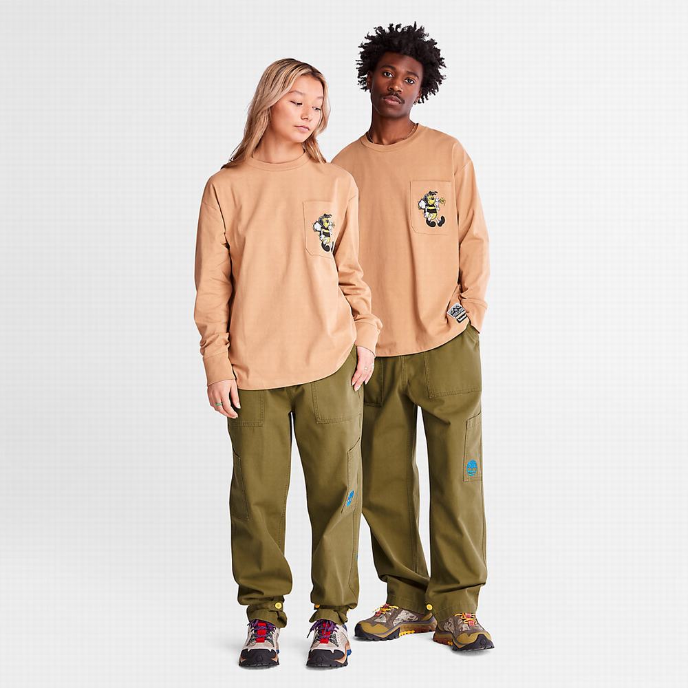 Timberland Bee Line x Timberland® Back-graphic Long-sleeved Tişört Erkek Kahverengi | TR-5126Y