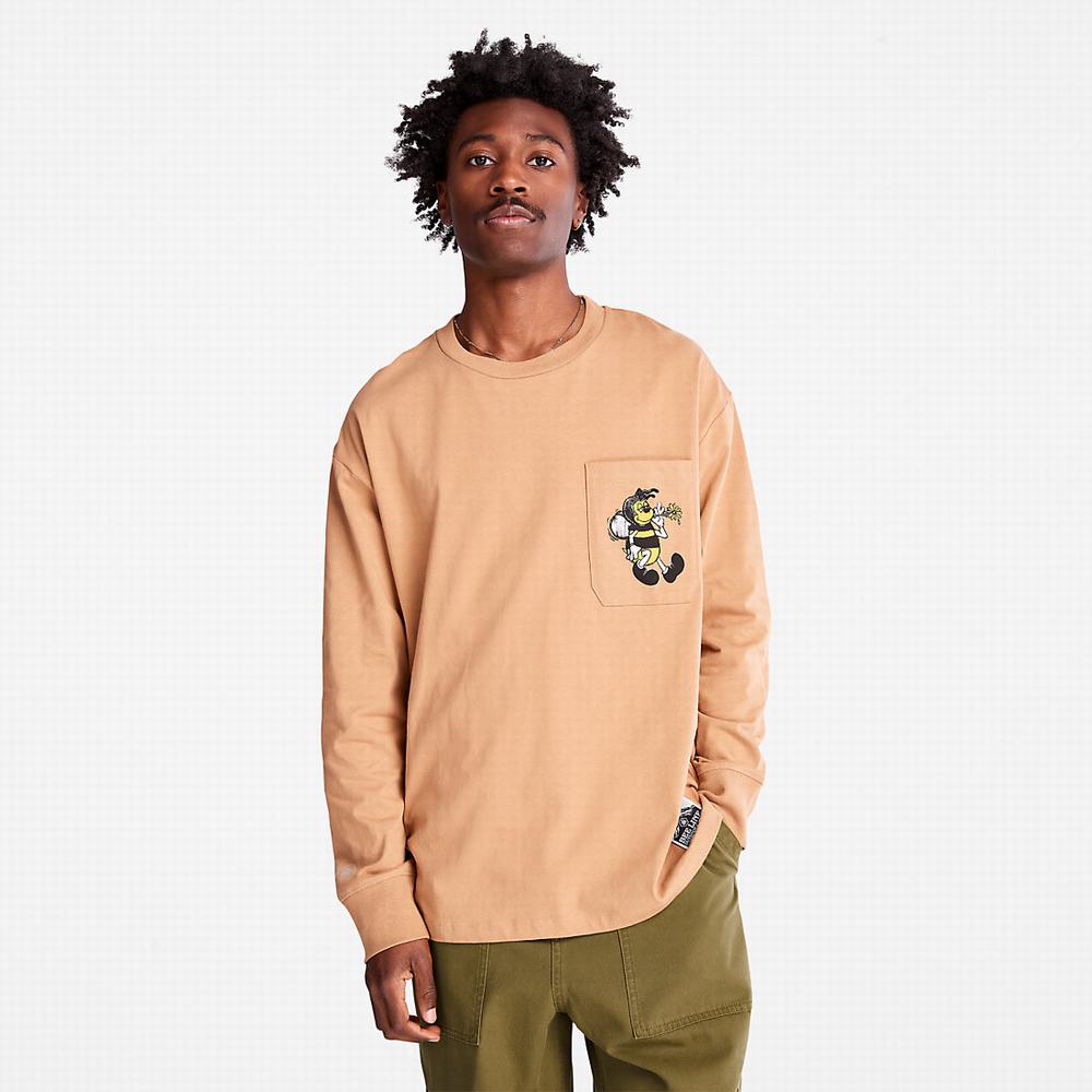 Timberland Bee Line x Timberland® Back-graphic Long-sleeved Tişört Erkek Kahverengi | TR-5126Y
