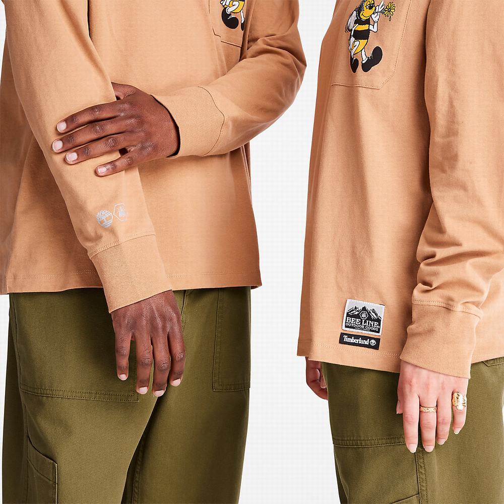 Timberland Bee Line x Timberland® Back-graphic Long-sleeved Tişört Erkek Kahverengi | TR-5126Y