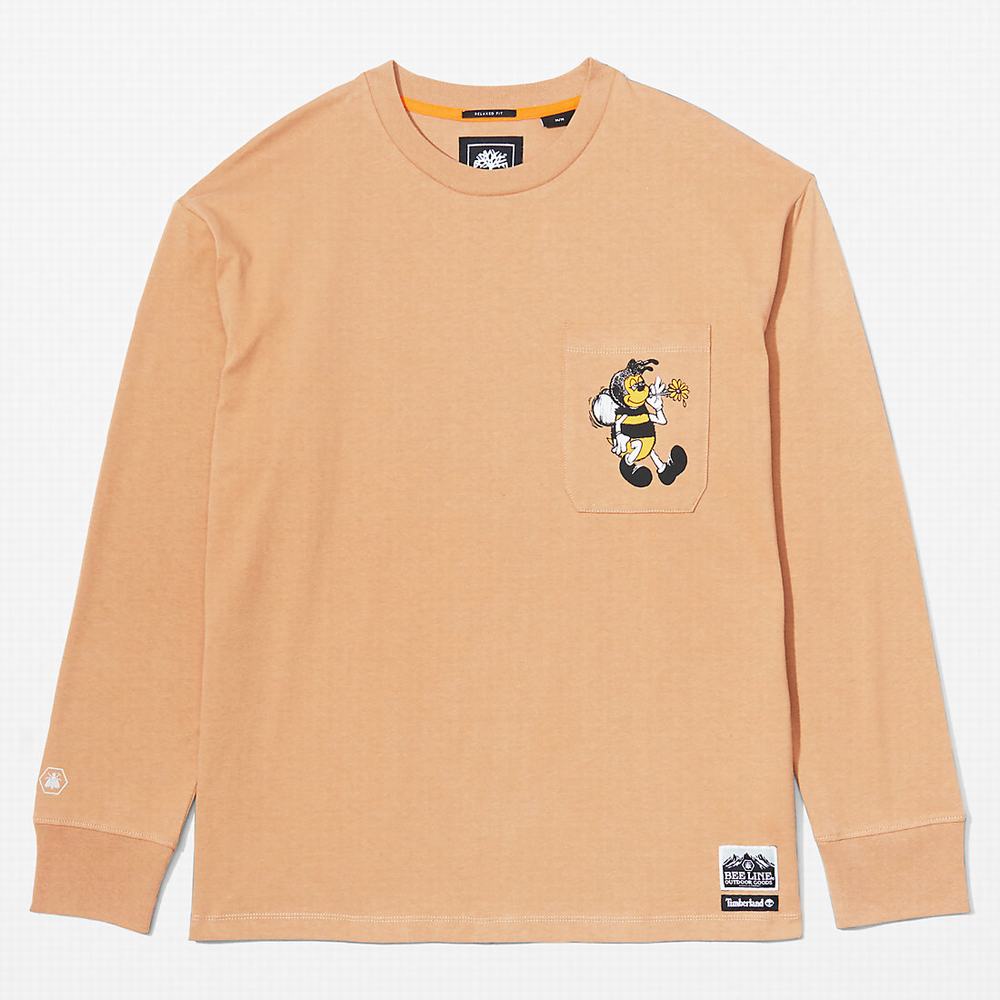 Timberland Bee Line x Timberland® Back-graphic Long-sleeved Tişört Erkek Kahverengi | TR-5126Y