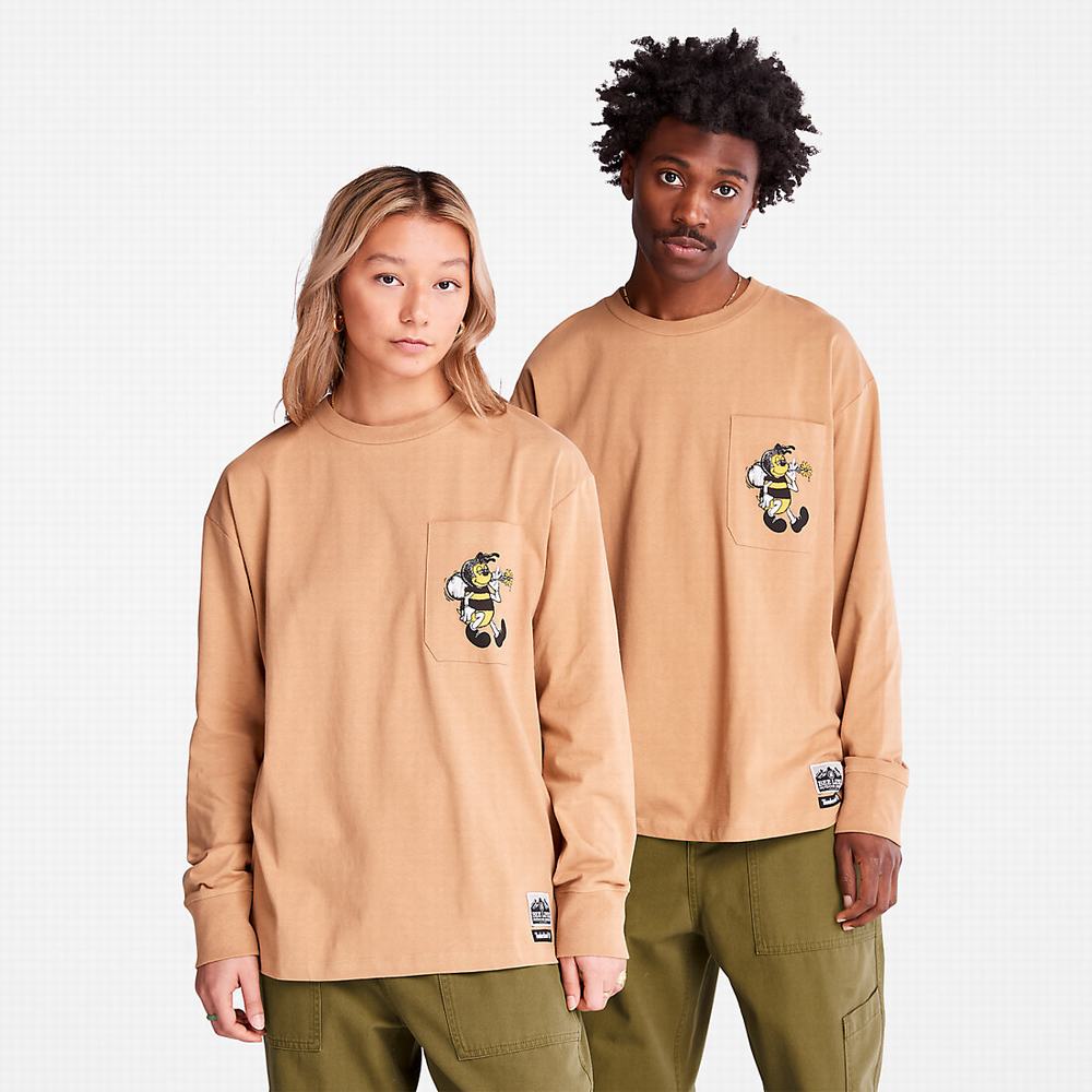 Timberland Bee Line x Timberland® Back-graphic Long-sleeved Tişört Erkek Kahverengi | TR-5126Y