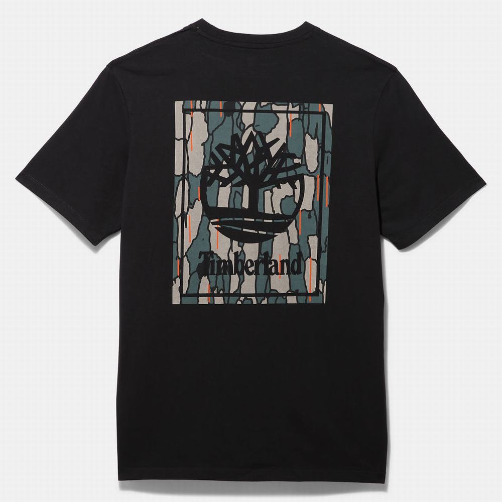 Timberland Camo Logo Tişört Erkek Siyah | TR-0279W