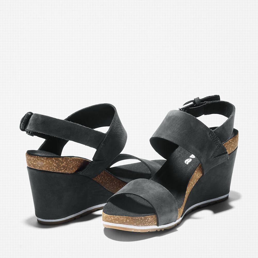 Timberland Capri Sunset Wedge Sandalet Kadın Siyah | TR-0865M