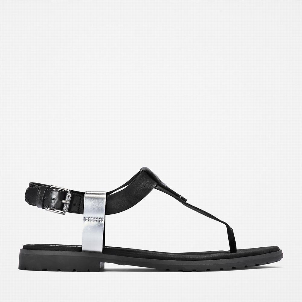 Timberland Chicago Riverside Tanga Sandalet Kadın Siyah | TR-3982P