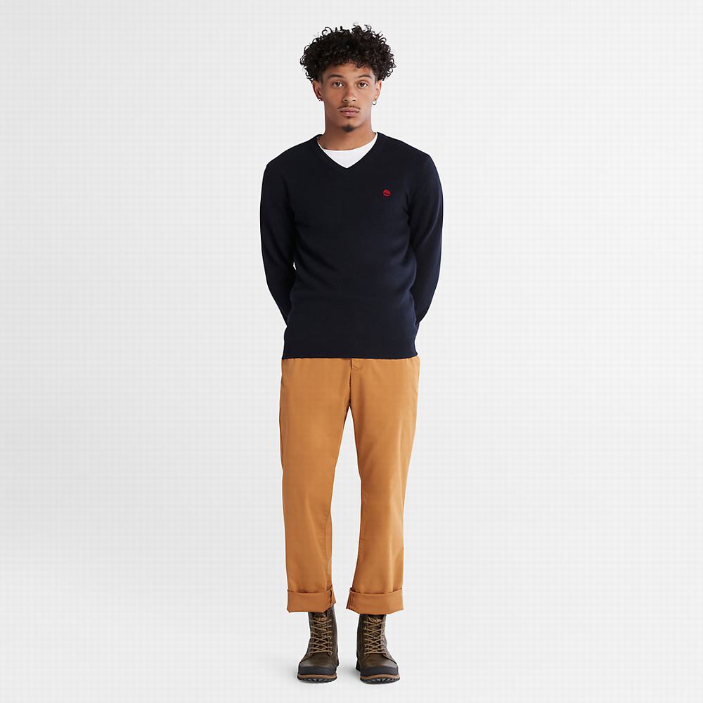 Timberland Cohas Brook V-Neck Kazak Erkek Lacivert | TR-9762R