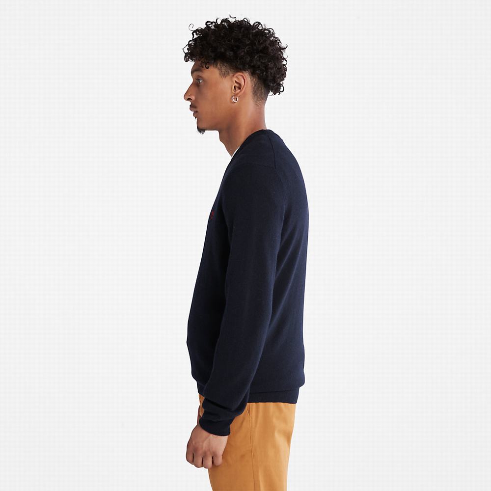 Timberland Cohas Brook V-Neck Kazak Erkek Lacivert | TR-9762R