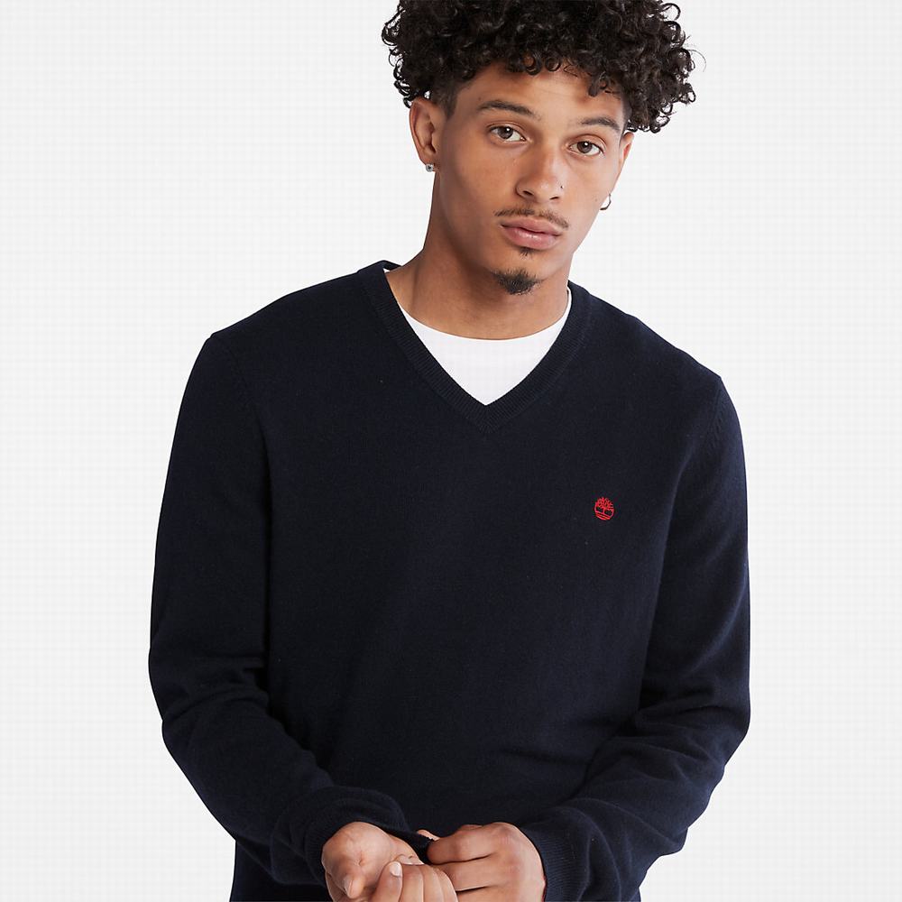 Timberland Cohas Brook V-Neck Kazak Erkek Lacivert | TR-9762R