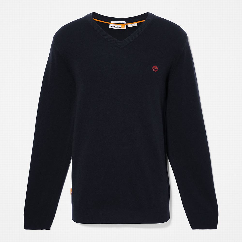 Timberland Cohas Brook V-Neck Kazak Erkek Lacivert | TR-9762R