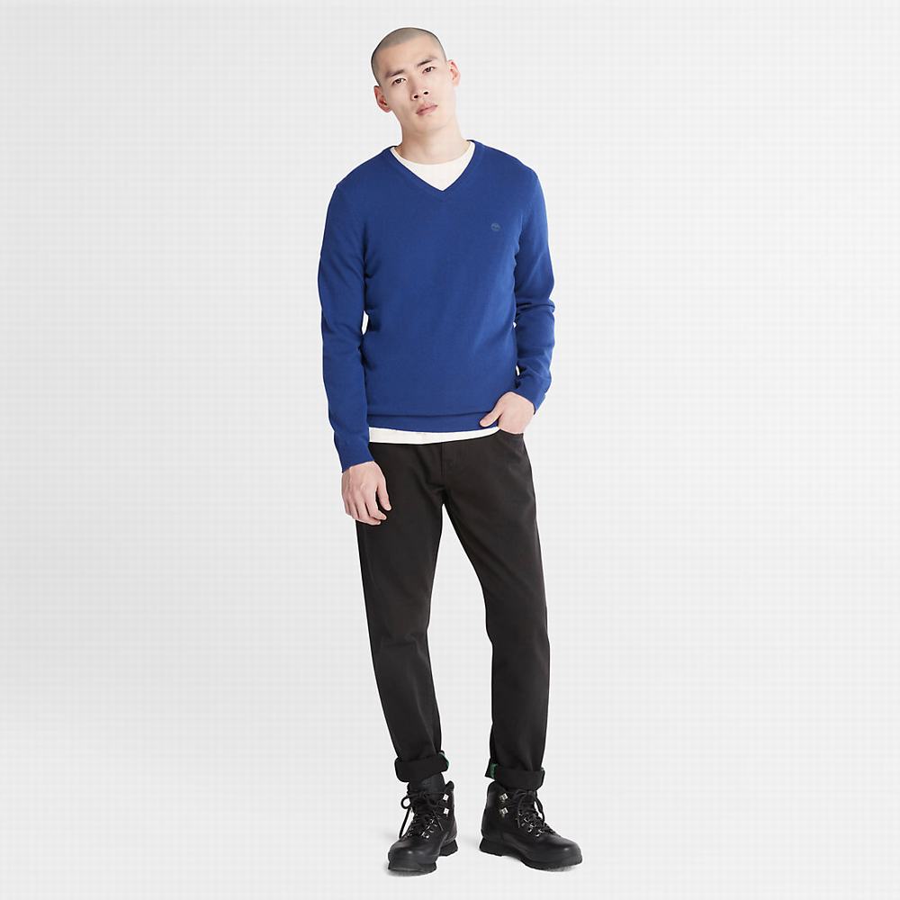 Timberland Cohas Brook V-Neck Süveter Erkek Koyu Mavi | TR-1756T