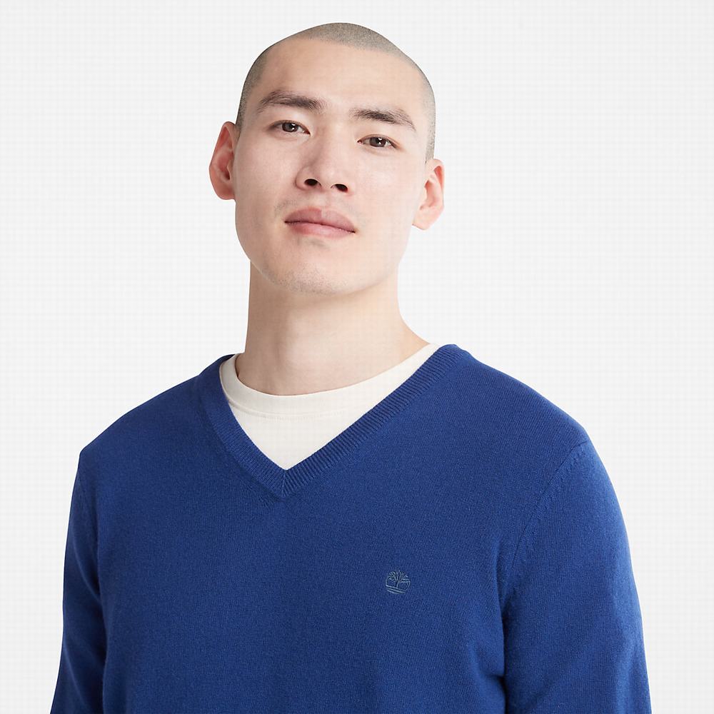 Timberland Cohas Brook V-Neck Süveter Erkek Koyu Mavi | TR-1756T