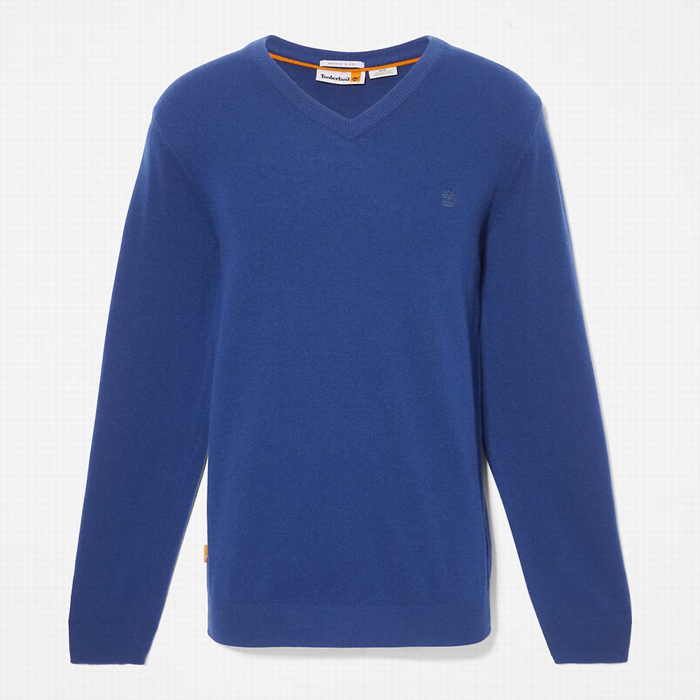 Timberland Cohas Brook V-Neck Süveter Erkek Koyu Mavi | TR-1756T
